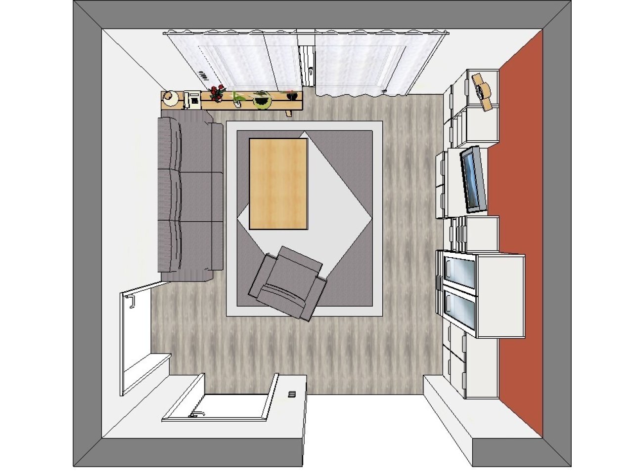 Wohnung - Wohnzimmer Ansicht 2 Wohnung - Wohnzimmer Ansicht 2