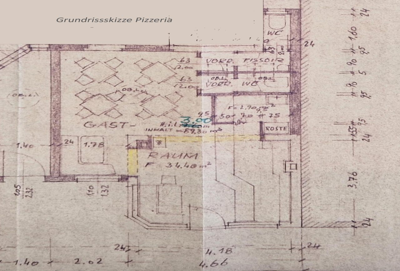 Grundrissskizze Pizzeria 