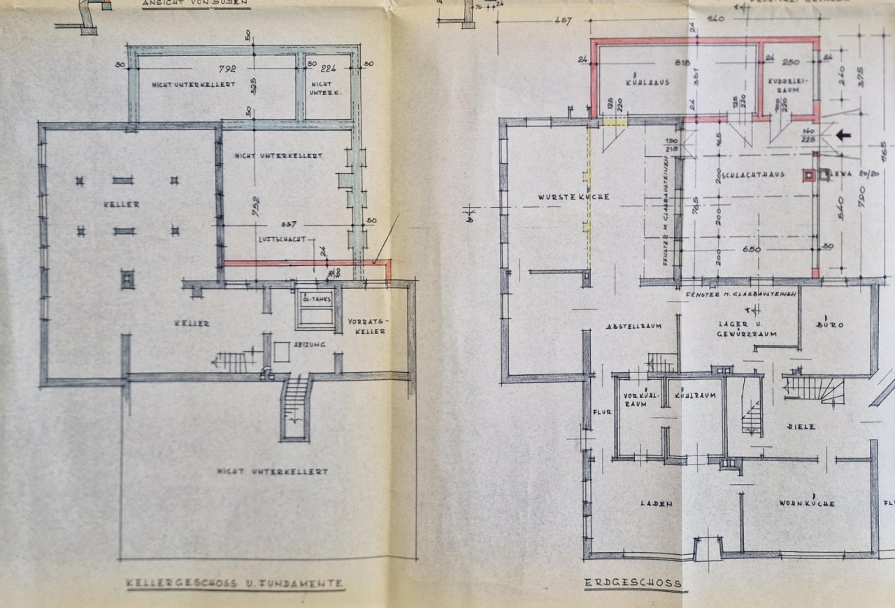 Grundriss KG und Anbau Kühlhaus 